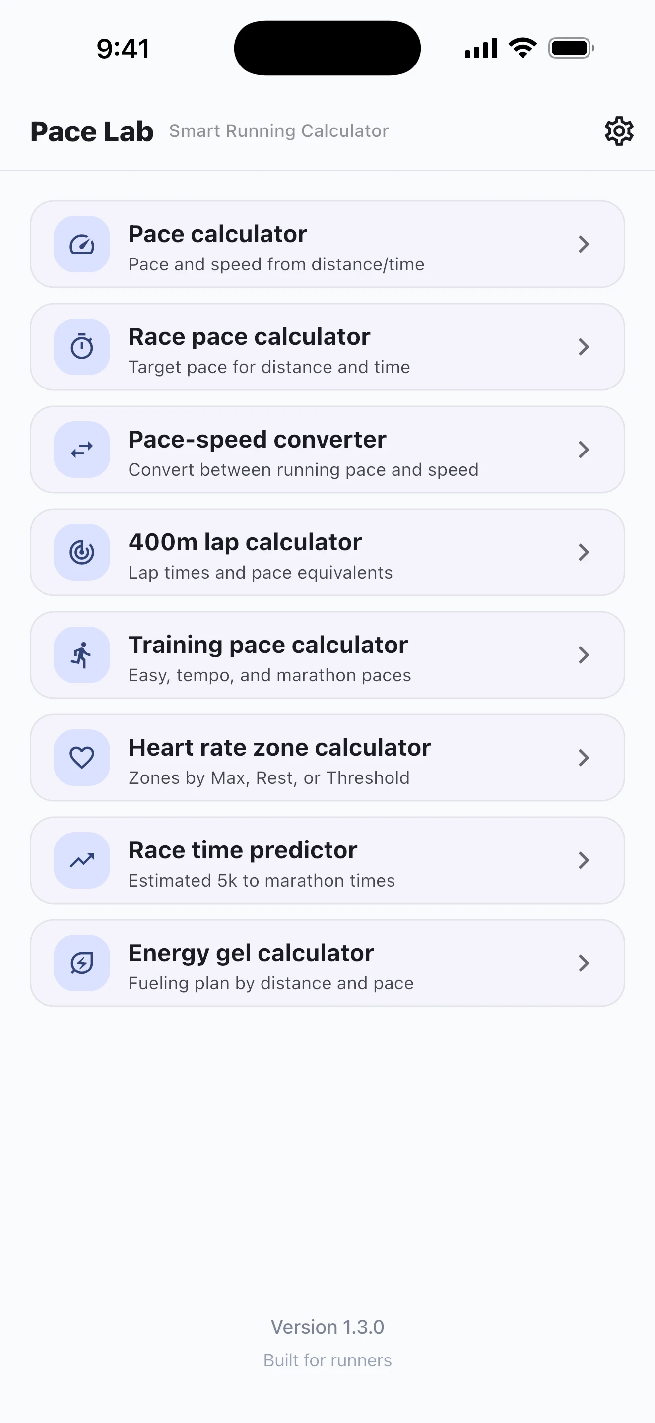 Pace Lab home screen